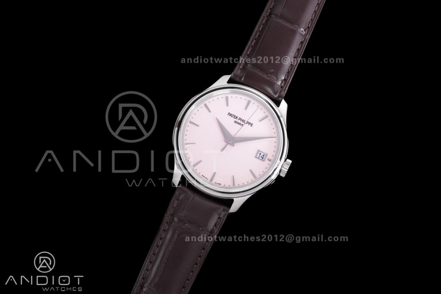 Calatrava 5227 SS 3KF 1:1 Best Edition White Dial on Brown Leather Strap A324 Super Clone V2