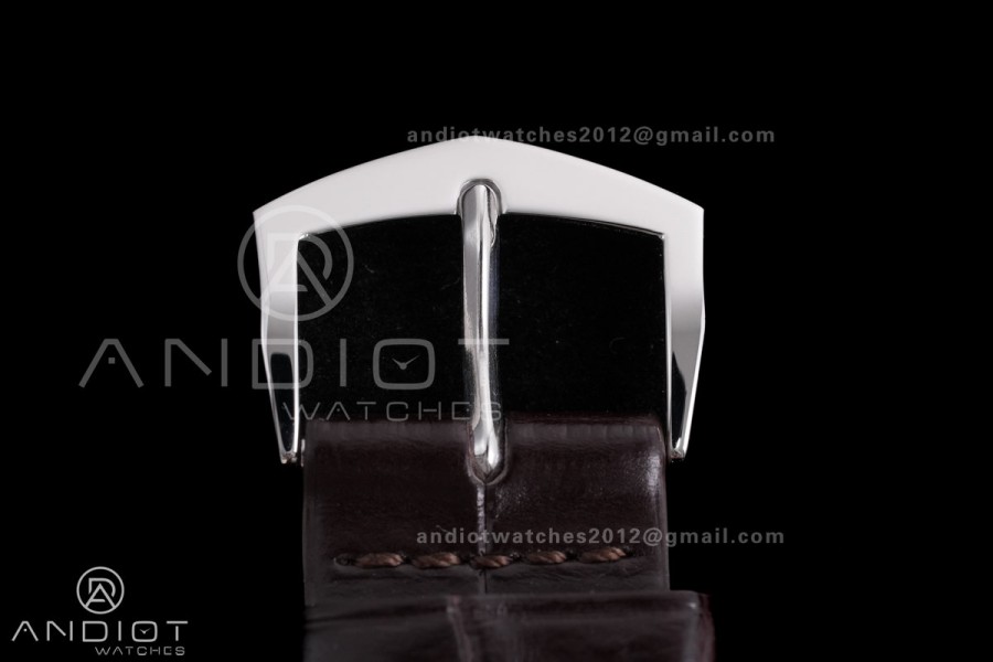 Calatrava 5227 SS 3KF 1:1 Best Edition White Dial on Brown Leather Strap A324 Super Clone V2