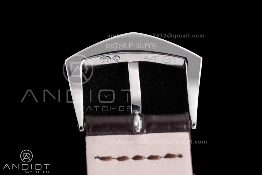 Calatrava 5227 SS 3KF 1:1 Best Edition White Dial on Brown Leather Strap A324 Super Clone V2
