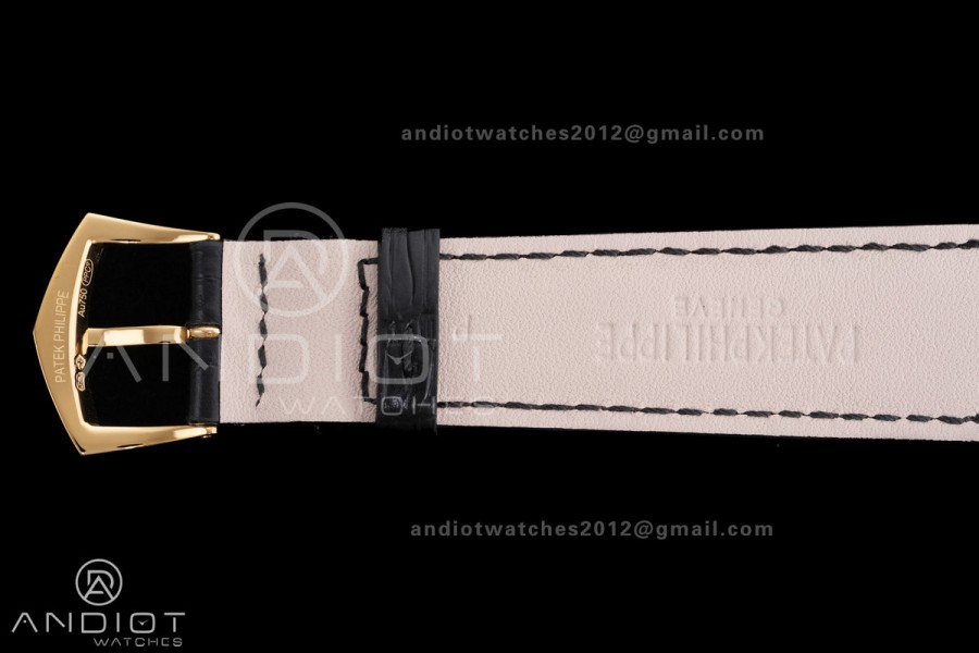 Calatrava 5227 YG 3KF 1:1 Best Edition White Dial on Brown Leather Strap A324 Super Clone V2