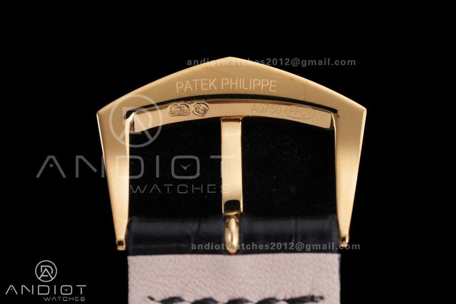 Calatrava 5227 YG 3KF 1:1 Best Edition White Dial on Brown Leather Strap A324 Super Clone V2