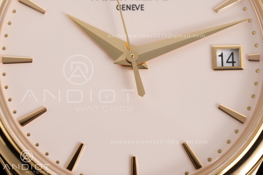 Calatrava 5227 YG 3KF 1:1 Best Edition White Dial on Brown Leather Strap A324 Super Clone V2