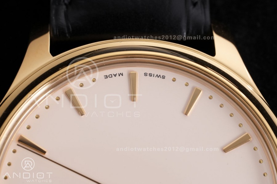 Calatrava 5227 YG 3KF 1:1 Best Edition White Dial on Brown Leather Strap A324 Super Clone V2
