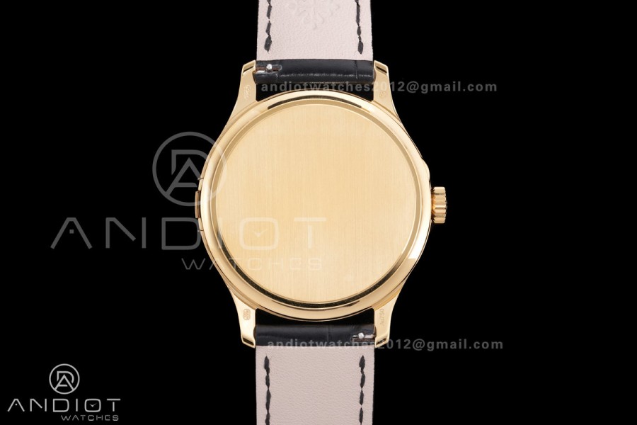 Calatrava 5227 YG 3KF 1:1 Best Edition White Dial on Brown Leather Strap A324 Super Clone V2