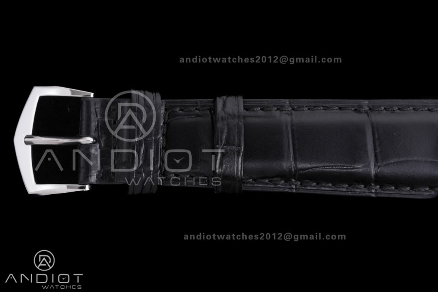 Calatrava 5227 SS 3KF 1:1 Best Edition Black Dial on Black Leather Strap A324 Super Clone V2