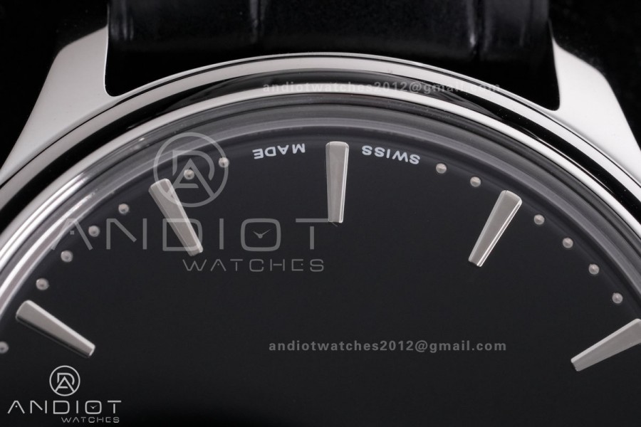Calatrava 5227 SS 3KF 1:1 Best Edition Black Dial on Black Leather Strap A324 Super Clone V2