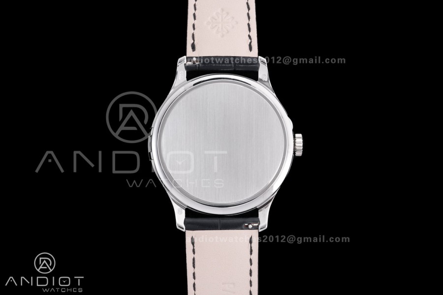 Calatrava 5227 SS 3KF 1:1 Best Edition Black Dial on Black Leather Strap A324 Super Clone V2