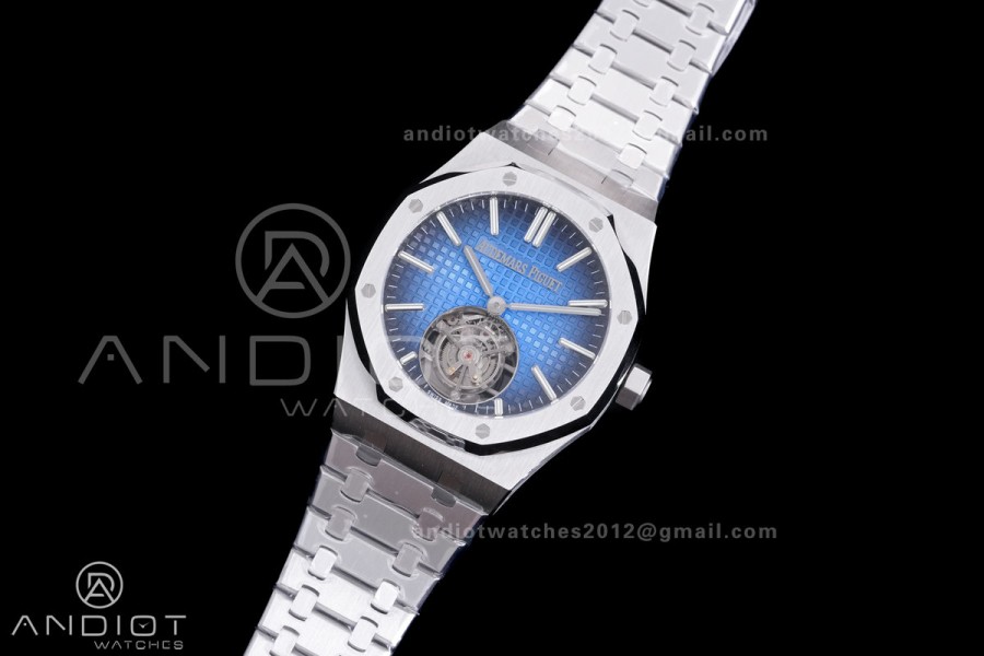 Royal Oak  SS Tourbillon BBSF Blue Sunburst Tapisserie Dial on SS Bracelet