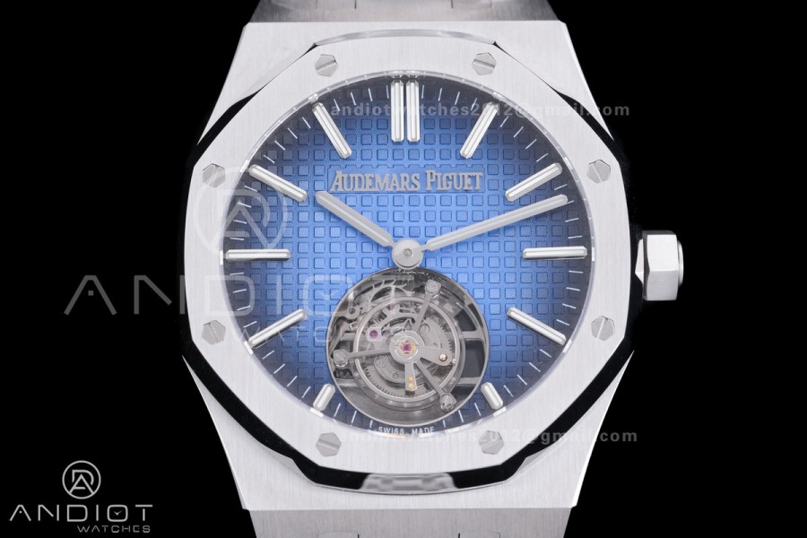 Royal Oak  SS Tourbillon BBSF Blue Sunburst Tapisserie Dial on SS Bracelet