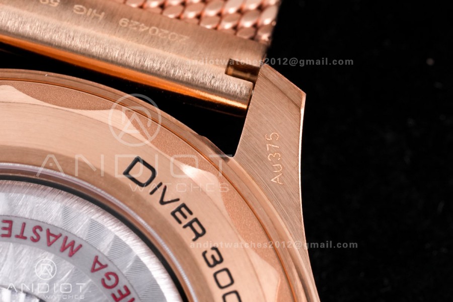 Seamaster 300M Bronze Gold VSF 1:1 Best Edition Black Dial On Bronze Gold Mesh Bracelet SA8806 Super Clone