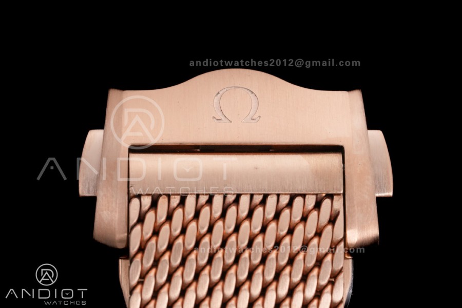 Seamaster 300M Bronze Gold VSF 1:1 Best Edition Black Dial On Bronze Gold Mesh Bracelet SA8806 Super Clone