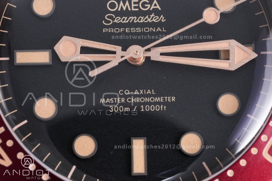 Seamaster 300M Bronze Gold VSF 1:1 Best Edition Black Dial On Bronze Gold Mesh Bracelet SA8806 Super Clone