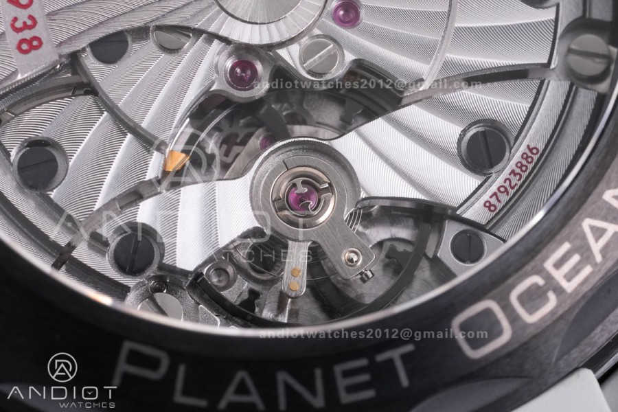 Planet Ocean 45.5mm GMT Worldtimer Real Ceramic VSF 1:1 Best Edition Black/Grey Dial On Black Rubber Strap Super Clone 8938