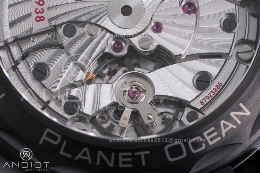 Planet Ocean 45.5mm GMT Worldtimer Real Ceramic VSF 1:1 Best Edition Black/blue Dial On Black Rubber Strap Super Clone 8938