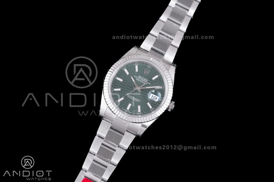 DateJust 41 126334 904L SS VSF 1:1 Best Edition Green Textured Dial on Oyster Bracelet VS3235