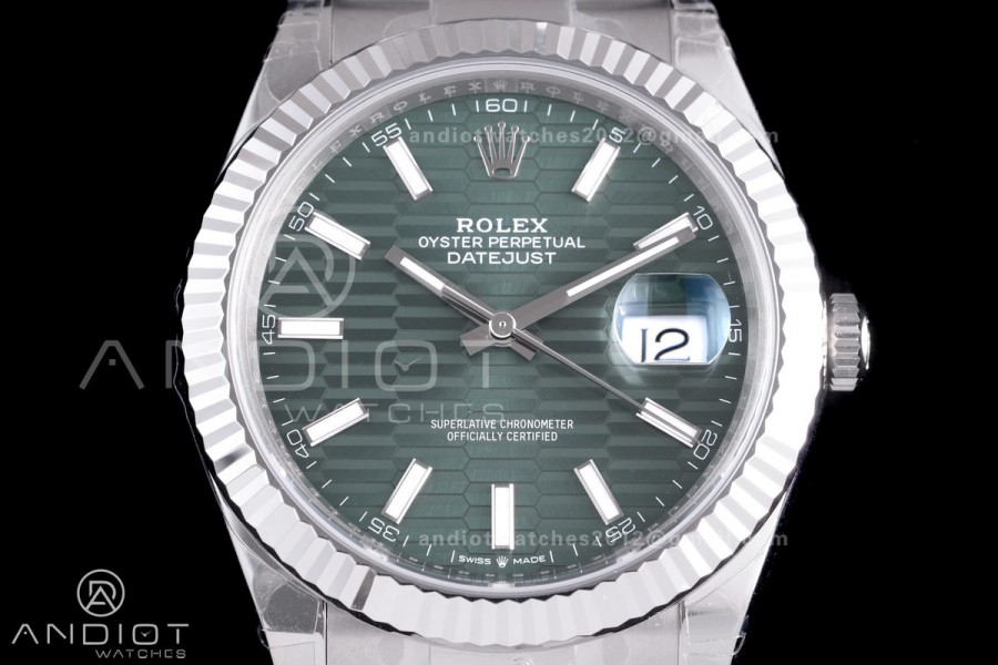 DateJust 41 126334 904L SS VSF 1:1 Best Edition Green Textured Dial on Oyster Bracelet VS3235