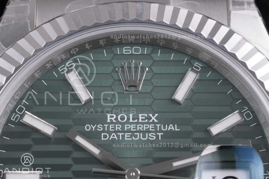 DateJust 41 126334 904L SS VSF 1:1 Best Edition Green Textured Dial on Oyster Bracelet VS3235