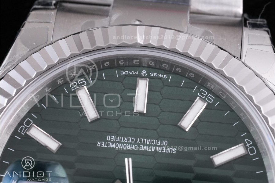 DateJust 41 126334 904L SS VSF 1:1 Best Edition Green Textured Dial on Oyster Bracelet VS3235