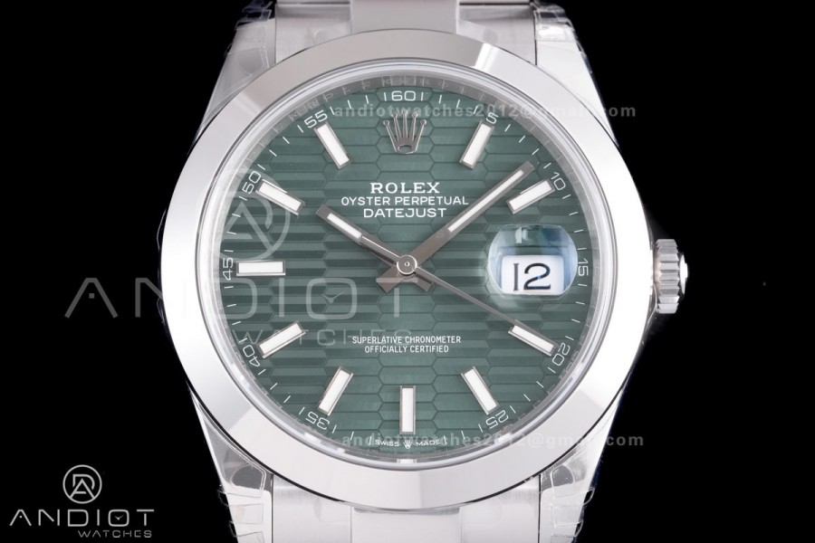 DateJust 41 126300 904L SS VSF 1:1 Best Edition Green Textured Dial on Oyster Bracelet VS3235