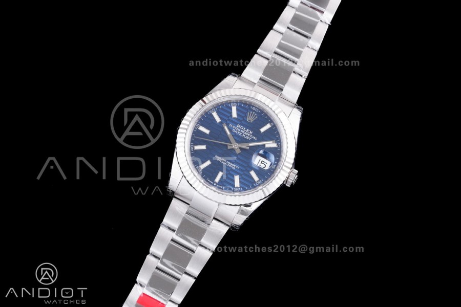 DateJust 41 126334 904L SS VSF 1:1 Best Edition Blue Textured Dial on Oyster Bracelet VS3235