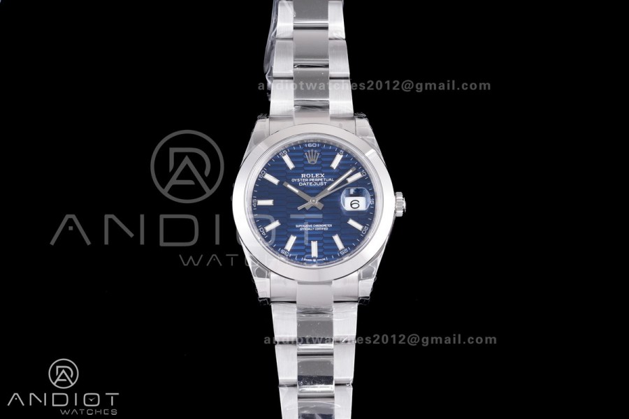 DateJust 41 126300 904L SS VSF 1:1 Best Edition Blue Textured Dial on Oyster Bracelet VS3235
