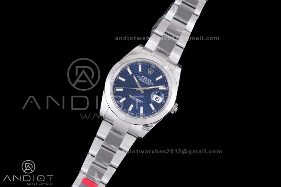 DateJust 41 126300 904L SS VSF 1:1 Best Edition Blue Textured Dial on Oyster Bracelet VS3235