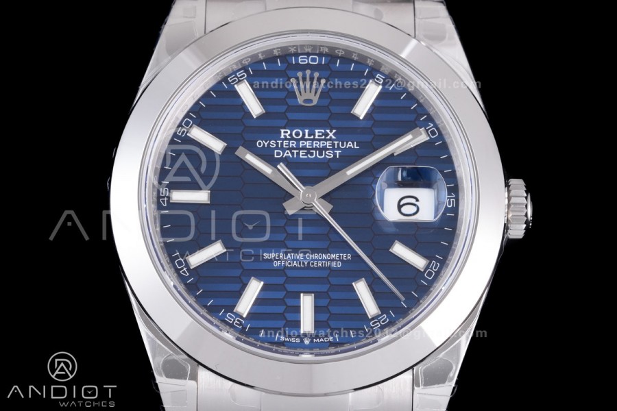 DateJust 41 126300 904L SS VSF 1:1 Best Edition Blue Textured Dial on Oyster Bracelet VS3235