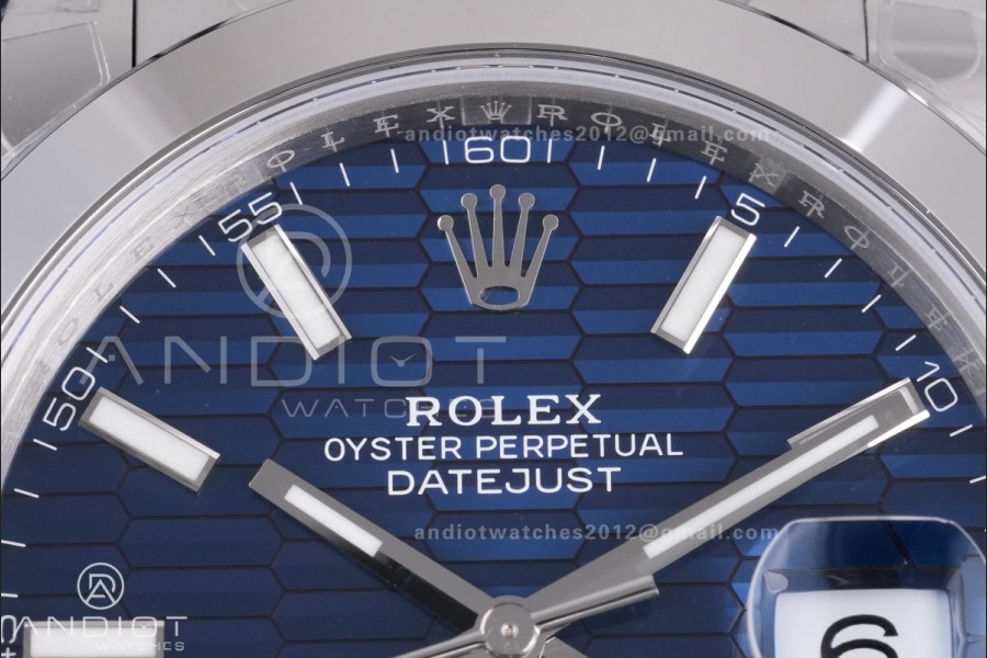 DateJust 41 126300 904L SS VSF 1:1 Best Edition Blue Textured Dial on Oyster Bracelet VS3235