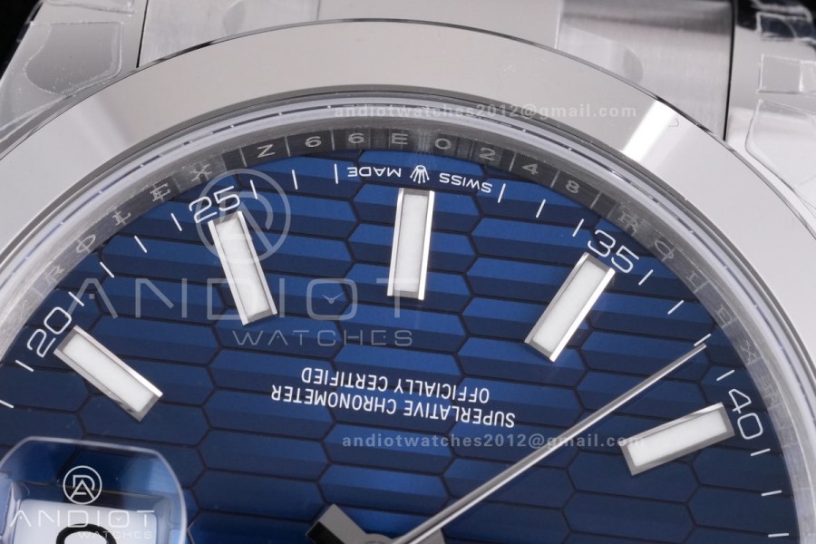 DateJust 41 126300 904L SS VSF 1:1 Best Edition Blue Textured Dial on Oyster Bracelet VS3235