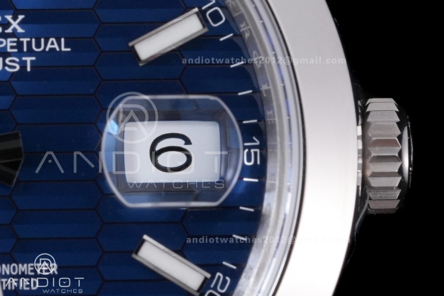 DateJust 41 126300 904L SS VSF 1:1 Best Edition Blue Textured Dial on Oyster Bracelet VS3235