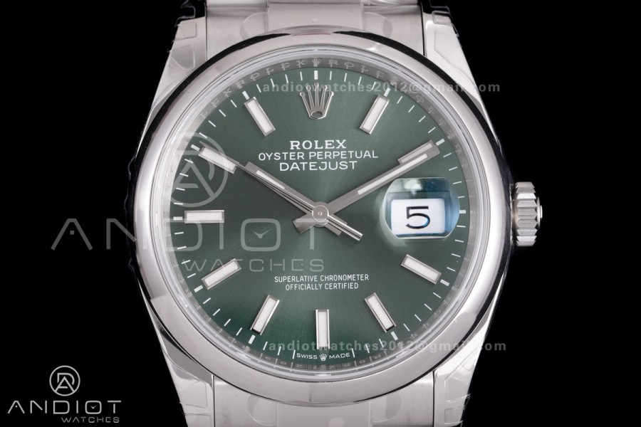 DateJust 36 SS 126200 VSF 1:1 Best Edition 904L Steel Green Dial on Oyster Bracelet VS3235