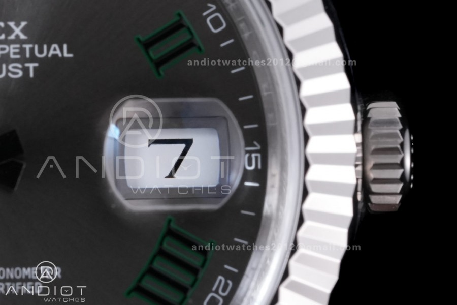 DateJust 41 126334 904L SS VSF 1:1 Best Edition Gray Dial Green Roman on Oyster Bracelet VS3235