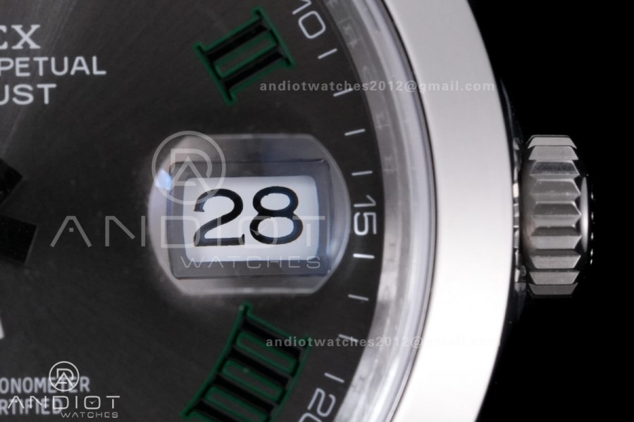 DateJust 41 126300 904L SS VSF 1:1 Best Edition Gray Dial Green Roman on Oyster Bracelet VS3235