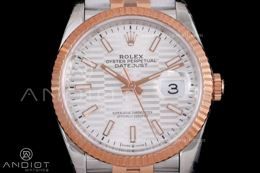 DateJust 36 SS 126231 VSF 1:1 Best Edition 904L SS/RG Silver Textured Dial on Jubilee Bracelet VS3235