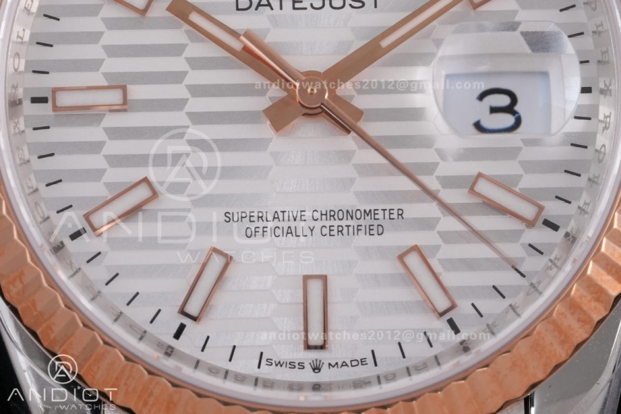 DateJust 36 SS 126231 VSF 1:1 Best Edition 904L SS/RG Silver Textured Dial on Jubilee Bracelet VS3235