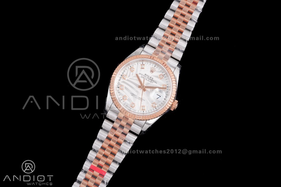 DateJust 36 SS 126231 VSF 1:1 Best Edition 904L SS/RG Silver Leaves Dial on Jubilee Bracelet VS3235