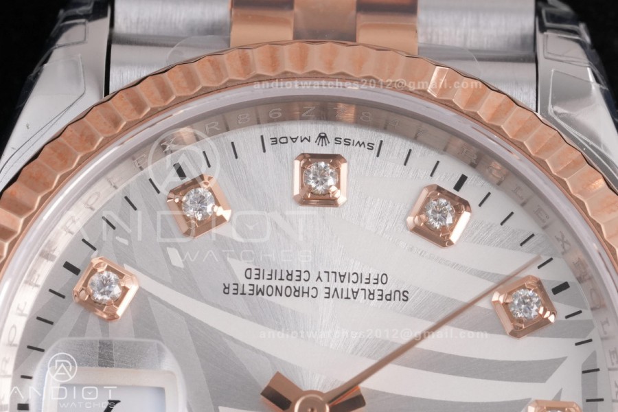 DateJust 36 SS 126231 VSF 1:1 Best Edition 904L SS/RG Silver Leaves Dial on Jubilee Bracelet VS3235