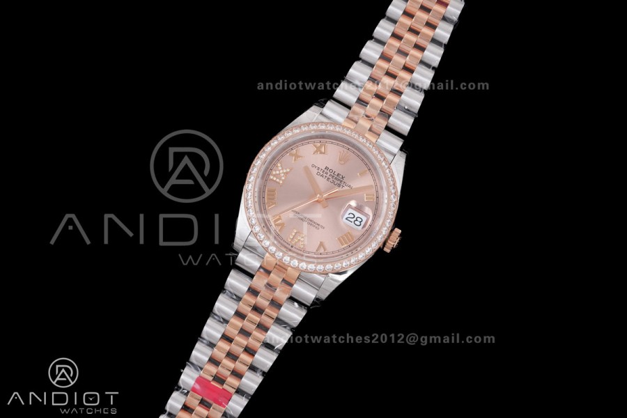 DateJust 36 SS 126281rbr VSF 1:1 Best Edition 904L Steel RG Roman Dial on Jubilee Bracelet VS3235