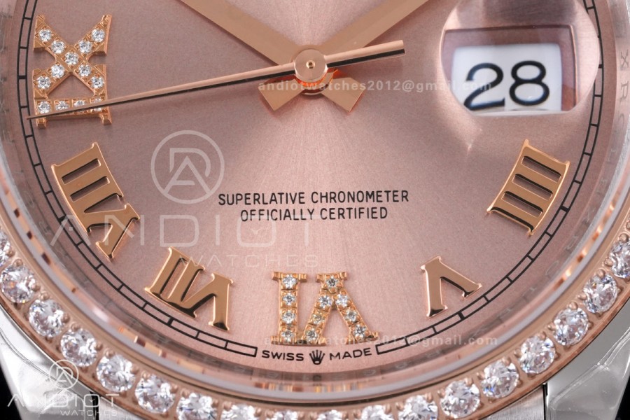 DateJust 36 SS 126281rbr VSF 1:1 Best Edition 904L Steel RG Roman Dial on Jubilee Bracelet VS3235