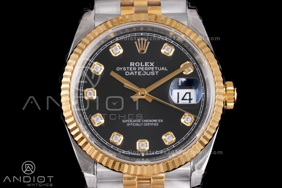 DateJust 36 126233 VSF 1:1 Best Edition 904L Steel Black Dial Diamonds Markers on Jubilee  VS3235