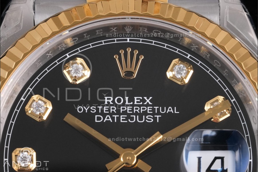 DateJust 36 126233 VSF 1:1 Best Edition 904L Steel Black Dial Diamonds Markers on Jubilee  VS3235