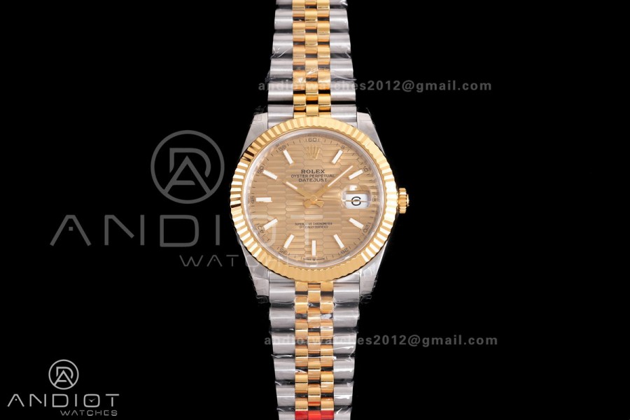 DateJust 41 126333 904L SS VSF 1:1 Best Edition YG Textured Dial on Jubilee Bracelet VS3235
