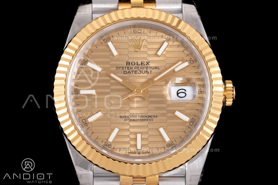 DateJust 41 126333 904L SS VSF 1:1 Best Edition YG Textured Dial on Jubilee Bracelet VS3235