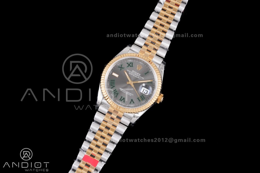 DateJust 36 SS/YG 126233 VSF 1:1 Best Edition 904L Steel Gray Dial Green Roman Marker on Jubilee Bracelet VS3235