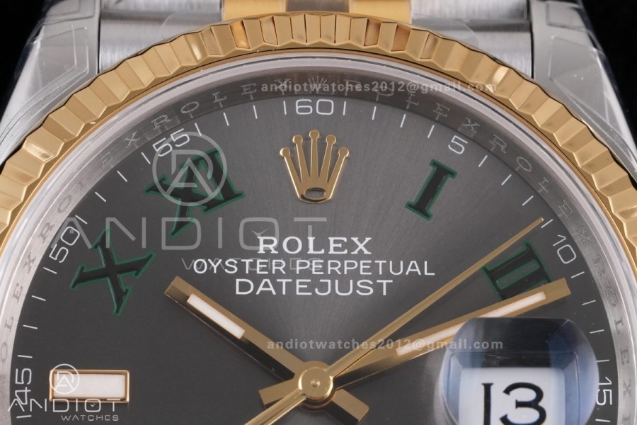 DateJust 36 SS/YG 126233 VSF 1:1 Best Edition 904L Steel Gray Dial Green Roman Marker on Jubilee Bracelet VS3235
