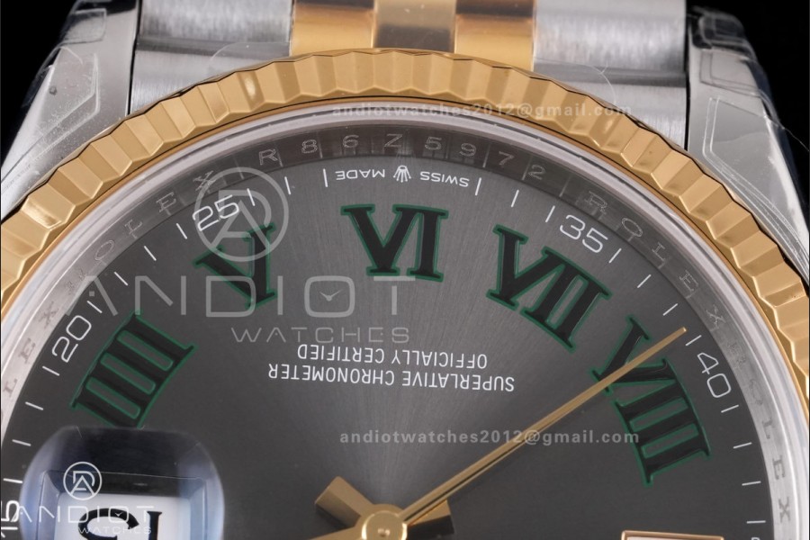 DateJust 36 SS/YG 126233 VSF 1:1 Best Edition 904L Steel Gray Dial Green Roman Marker on Jubilee Bracelet VS3235