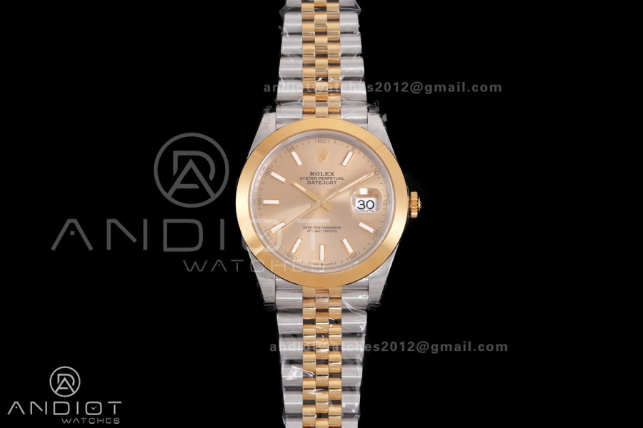 DateJust 41 126303 Polished Bezel SS VSF 1:1 Best Edition YG Dial on Jubilee Bracelet VS3235