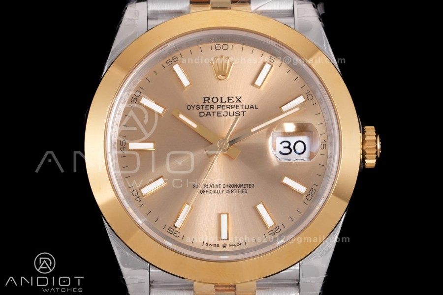 DateJust 41 126303 Polished Bezel SS VSF 1:1 Best Edition YG Dial on Jubilee Bracelet VS3235