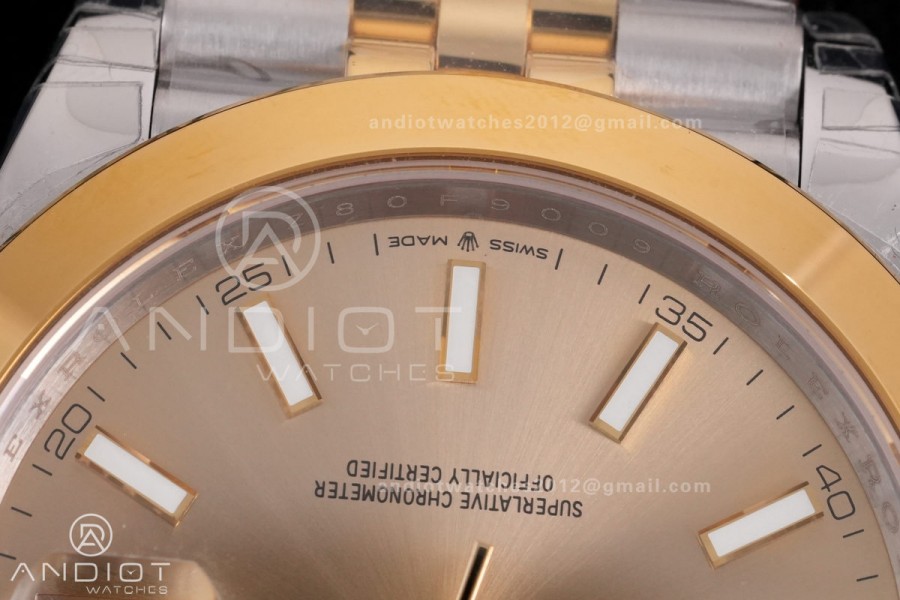 DateJust 41 126303 Polished Bezel SS VSF 1:1 Best Edition YG Dial on Jubilee Bracelet VS3235