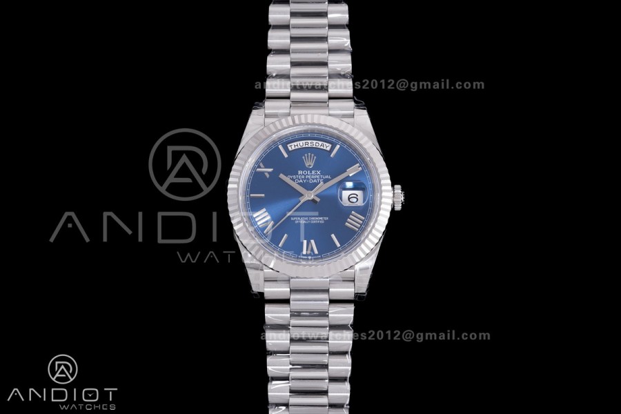 Day Date 228239 40mm 904L SS VSF 1:1 Best Edition Blue Dial Roman Markers On SS President Bracelet DD3255